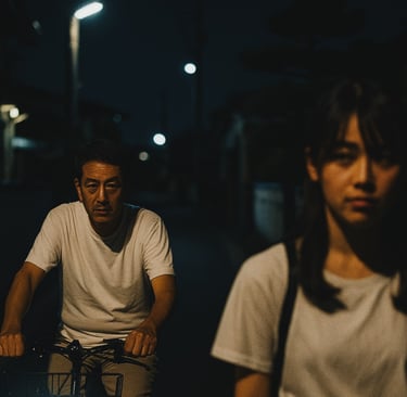 夜の路上で中学生の後を自転車でつける不審者のイメージ画像｜堺市のニュースならサカイタイムズ