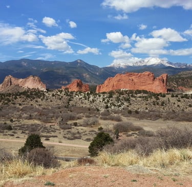 Colorado Red Rocks with Pikes Peak in the background