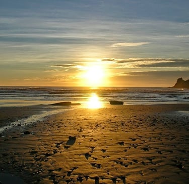 The beach sunset at Oswald West State Park in Oregon