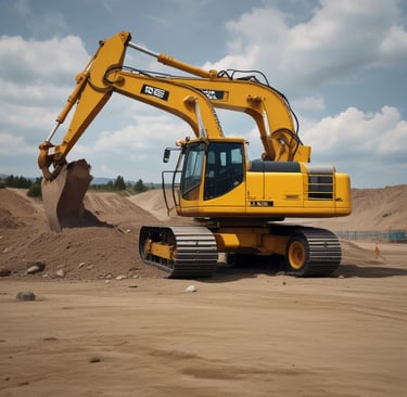 Heavy machinery ready for rental at construction site
