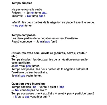 Ordre des mots dans la négation en français