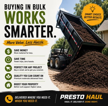 Mulch bulk delivery in a residential area