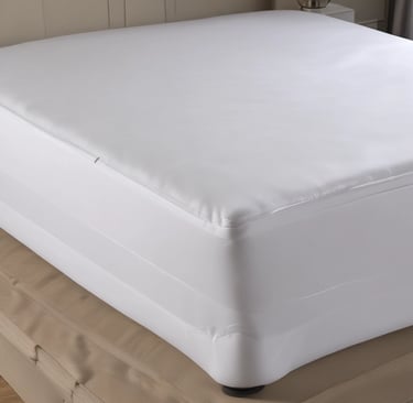 Hands adjusting a perfectly fitted qatan mattress protector on a guest bed in a hotel.