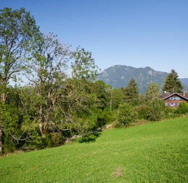 Seminarzentrum Riederalp von außen mit Bergen im Hintergrund