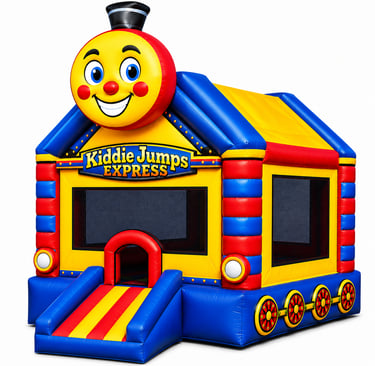 Choo Choo Train bounce house theme designed by Kiddie Jumps