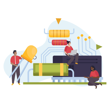 People working on semiconductor