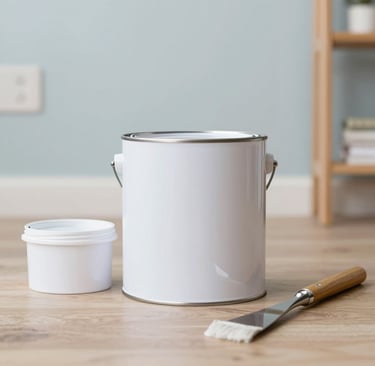 Construction tools and materials neatly stacked at a building site.