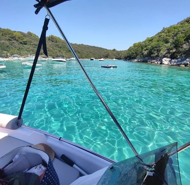 a boat in the water with a view of a boat