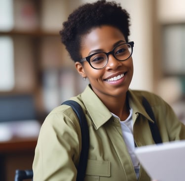 A focused veteran reviewing VA claim documents with a calm, determined expression.