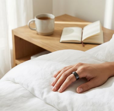 a person's hand holding a ring with a ring on it