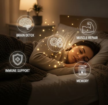 a woman sleeping in bed with a blanket on her head