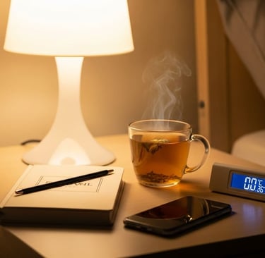 a cup of tea and a book on a table