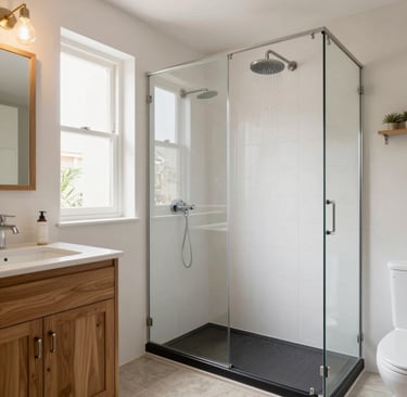 A sleek, modern kitchen with custom cabinetry and warm Mediterranean light streaming through large windows.