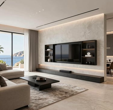 Geintegreerde mediawand en maatwerkkasten in een toekomstgerichte Costa del Sol-renovatie