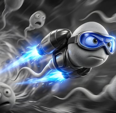 Sperm with jetpack zips past others fertilize egg