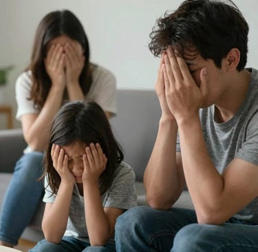 girl covering her face with both hands