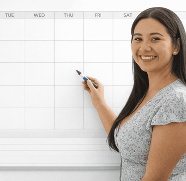 Teacher showing the options on her calendar 