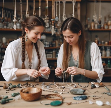 mujeres trabajando con joyas
