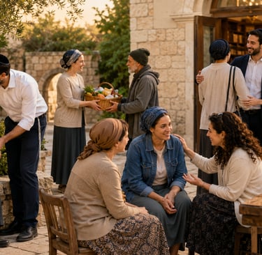 Picture of serving one another.