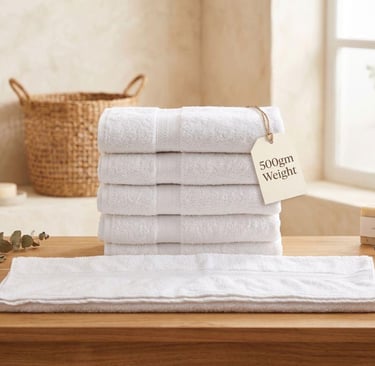 Wholesale white cotton hotel bath towels in bulk by RGL Textile Corporation, high-absorbency 500 GSM
