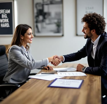 Happy client with an insurance plan 