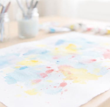 Art therapy materials on table