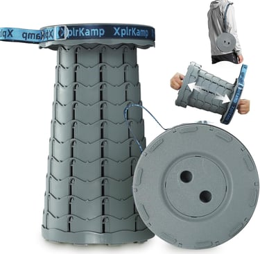 Tabouret pliable rétractable robuste utilisé en camping et en plein air, léger et compact, servant d