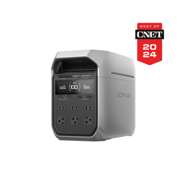 EcoFlow Delta 3 Plus 1800W portable power station placed outdoors, used for camping and off-grid pow