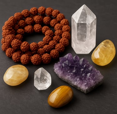 A serene setup of tarot cards spread out on a wooden table with soft candlelight