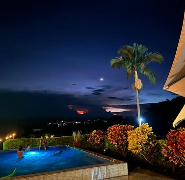 Vista nocturna Finca Hotel Villa Flor Quimbaya Quindío