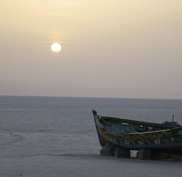 The lonely boat lost on a sea of salt, Tunisia