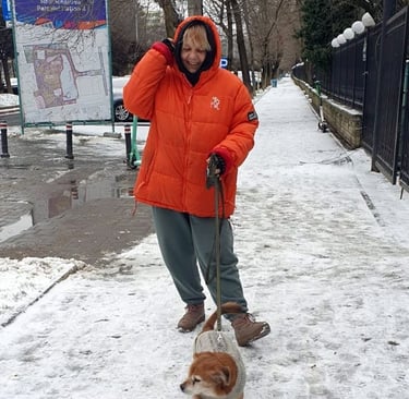 Orange penguin and her Lion dog <3
