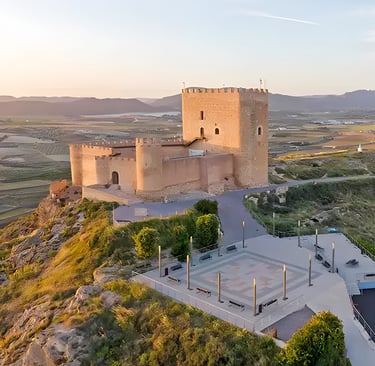 Jumilla Castle stands on the hill overlooking the town. It has medieval origins, with remains from b