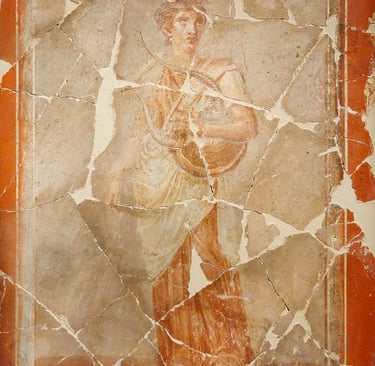 Painting with a representation of the muse Terpsichore dating from the 1st century AD, exhibited in