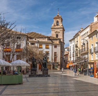 Plaza del Arco, the most central and busiest square in Caravaca de la Cruz.