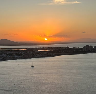 View of the sunset from the Cabo de Palos lighthouse where you can see the area occupied by the Marc
