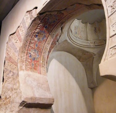 Detail of the Muslim oratory that was located in the Alcázar Mayor of Murcia during the time of King