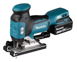 Makita 18V LXT cordless brushless barrel grip jig saw with battery.