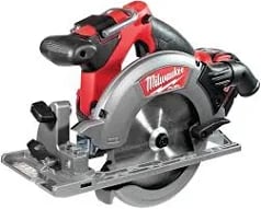 Milwaukee Fuel cordless circular saw with a sharp steel blade for woodcutting and construction.