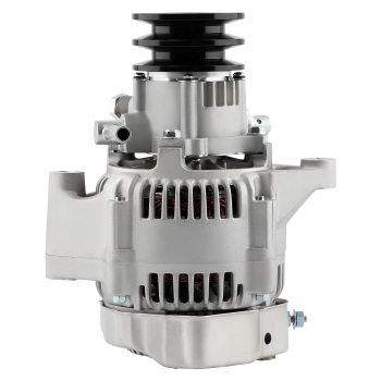 A high-performance car alternator with a black pulley