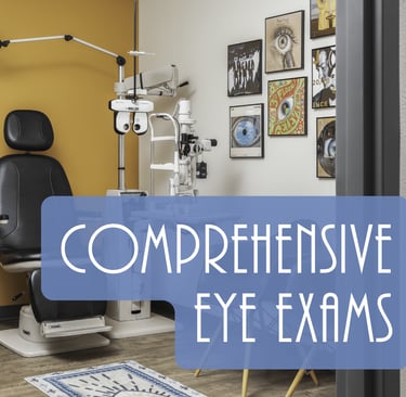 Comprehensive eye exams and exam room at the Fort Collins and Loveland location
