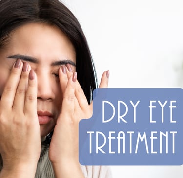 Dry Eye Treatment, woman rubbing eyes from dry eye symptoms