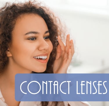 Contact Lens services, woman putting contact lens in her eye