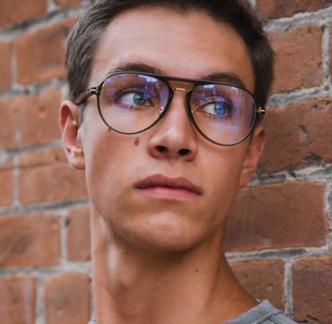 Young man wearing fashion eyewear
