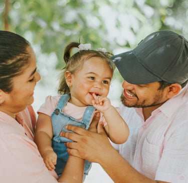 Hispanic family with little toddler