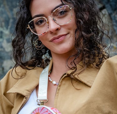 Woman wearing a eco-conscious designer frame