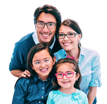 Latino family with their new eyewear