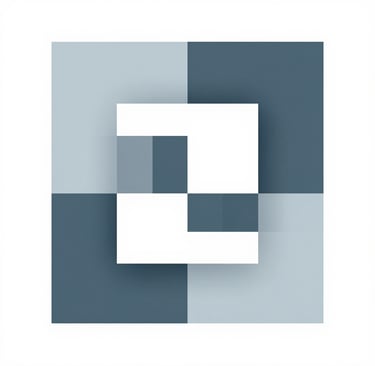 A minimalist and sophisticated abstract image representing creative expertise. Geometric architectural lines in #415A77 and #778DA9 set against a clean background, conveying a sense of modern structure and refined professionalism.