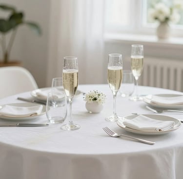 Close-up of a crystal champagne flute catching the light with golden bubbles rising inside