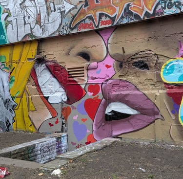 Street art mural Rote Flora Hamburg colorful graffiti wall / Street Art Wandbild Rote Flora Hamburg bunte Graffiti Wand